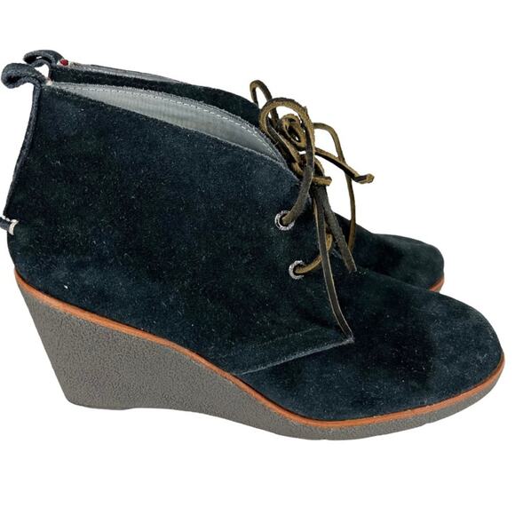 Sperry Top Sider Harlow Navy Suede Lace-up Wedge Bootie Size 8 - Picture 1 of 7